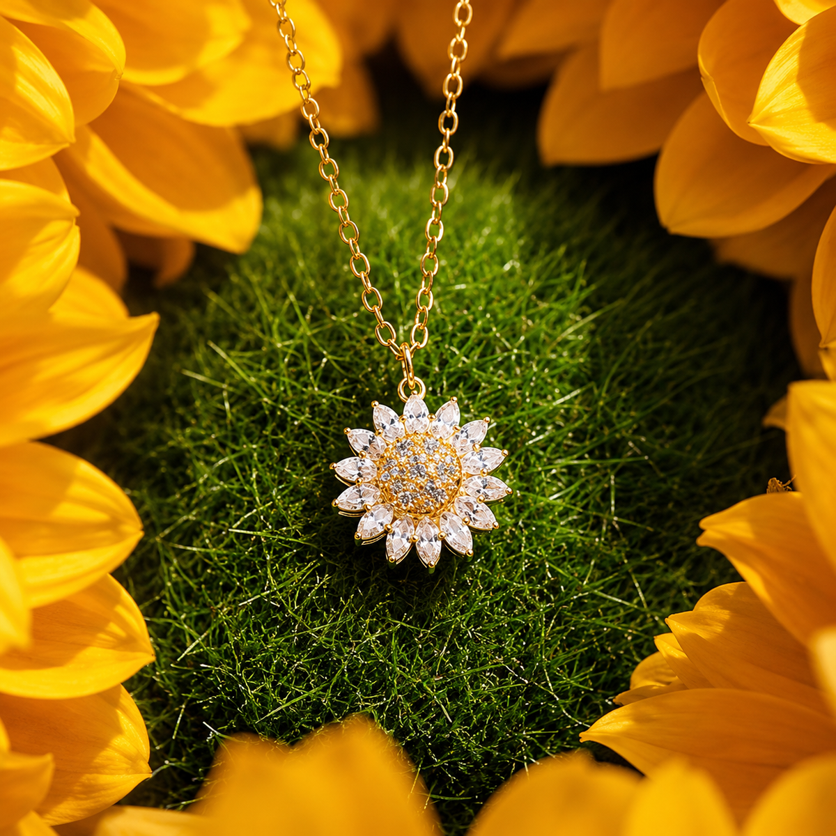 🌻 Collar Girasol Giratorio + Caja de Lujo