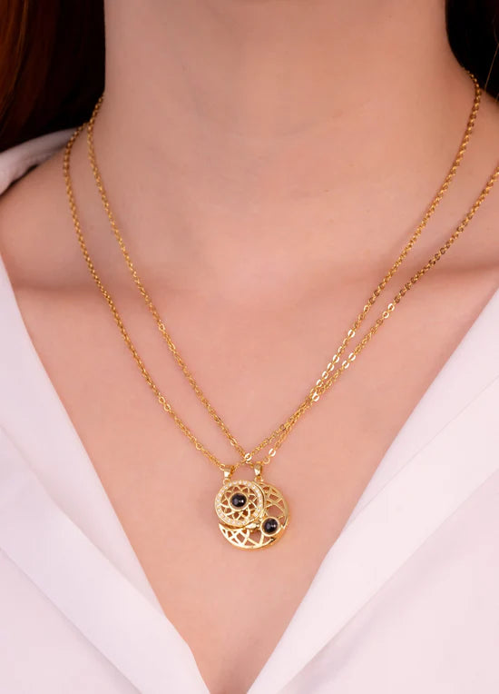☀️🌙 Collar Sol y Luna Proyección para Parejas