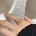 🍀💖 Anillo Trébol Corazón Giratorio