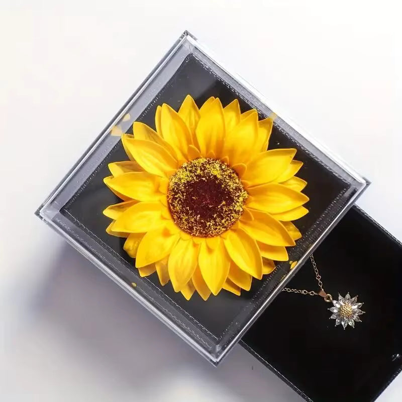 🌻 Collar Girasol Giratorio + Caja de Lujo